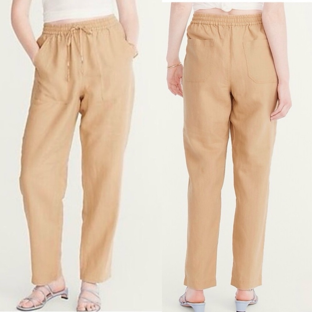 J. Crew New Seaside Pant in Linen Blend, size XL Almond Biscotti